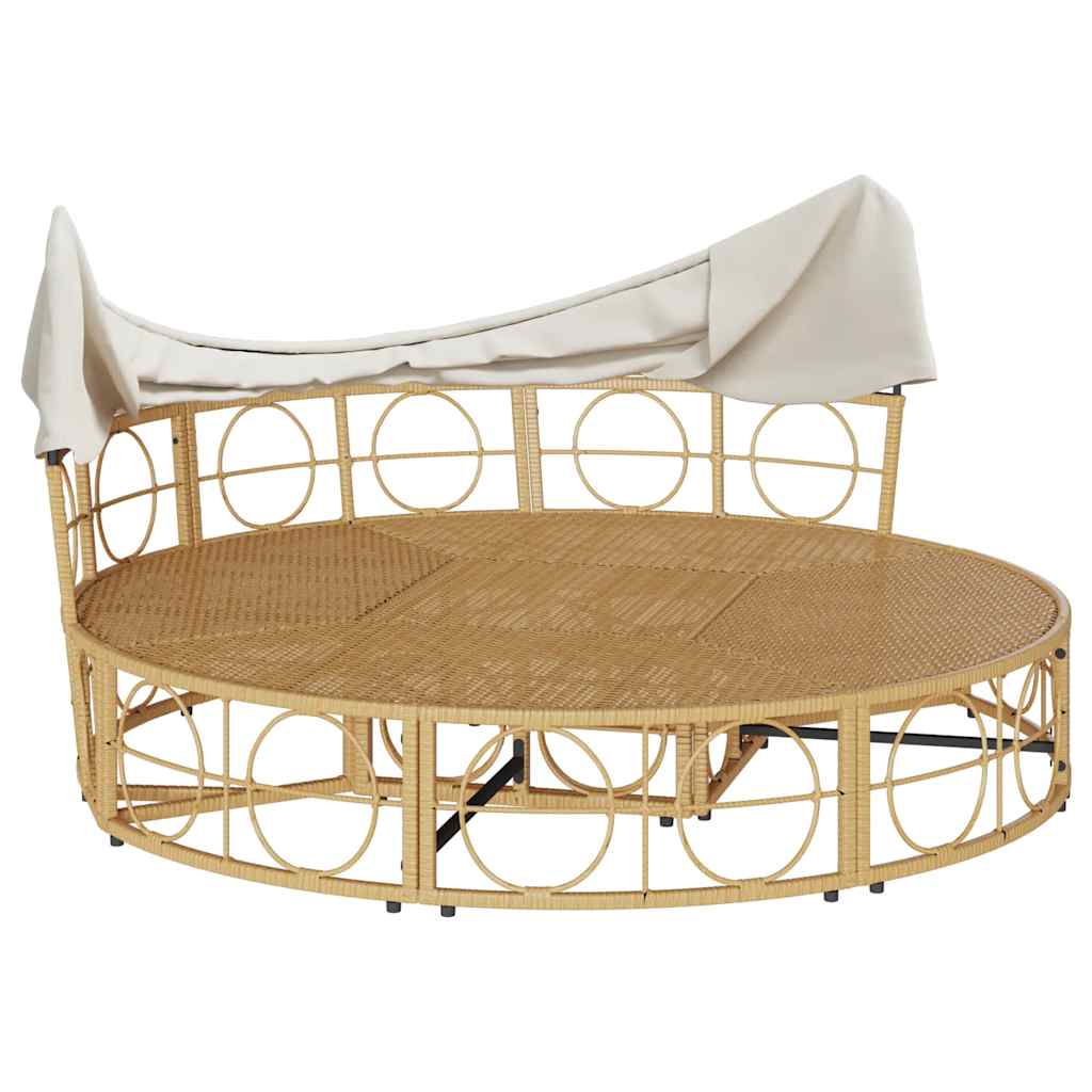 Outdoor-Loungebett Mit Dach Und Kissen Poly Rattan
