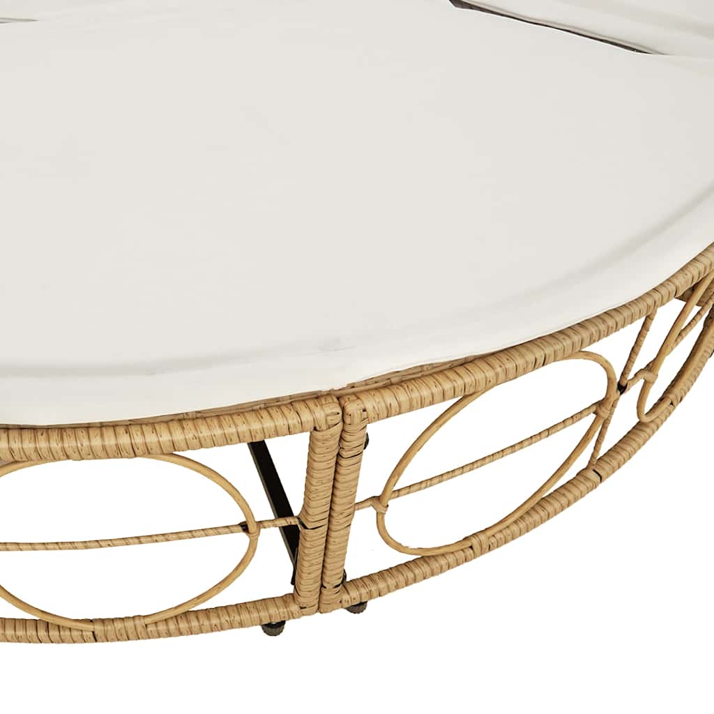 Outdoor-Loungebett Mit Dach Und Kissen Poly Rattan