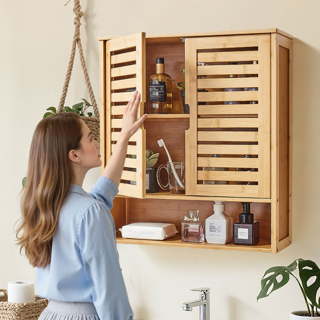 Bathroom Wall Cabinet, 2 Doors and Adjustable Shelf, Over the Toilet