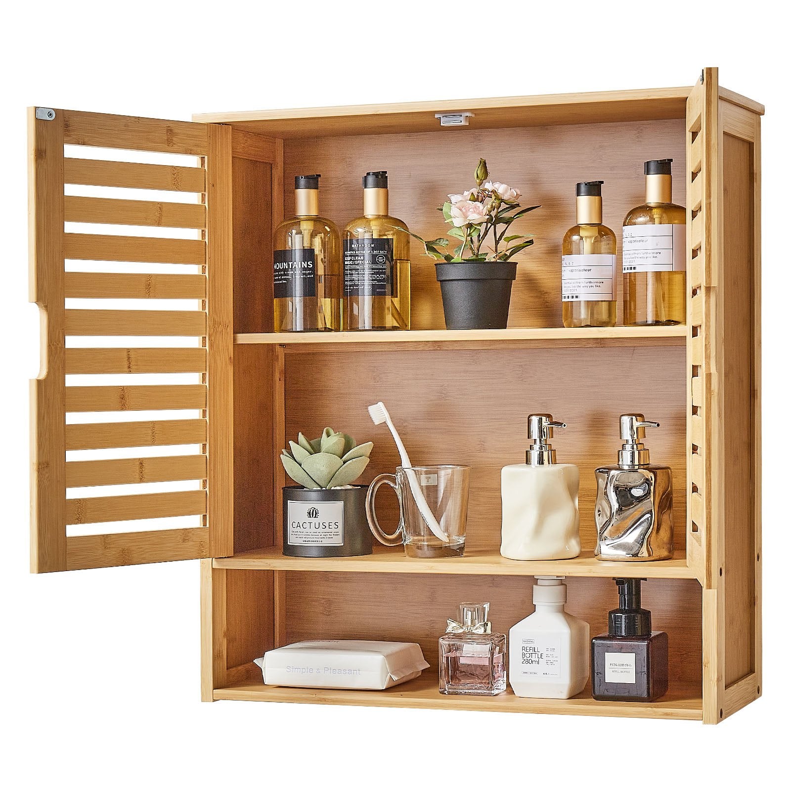 Bathroom Wall Cabinet, 2 Doors and Adjustable Shelf, Over the Toilet