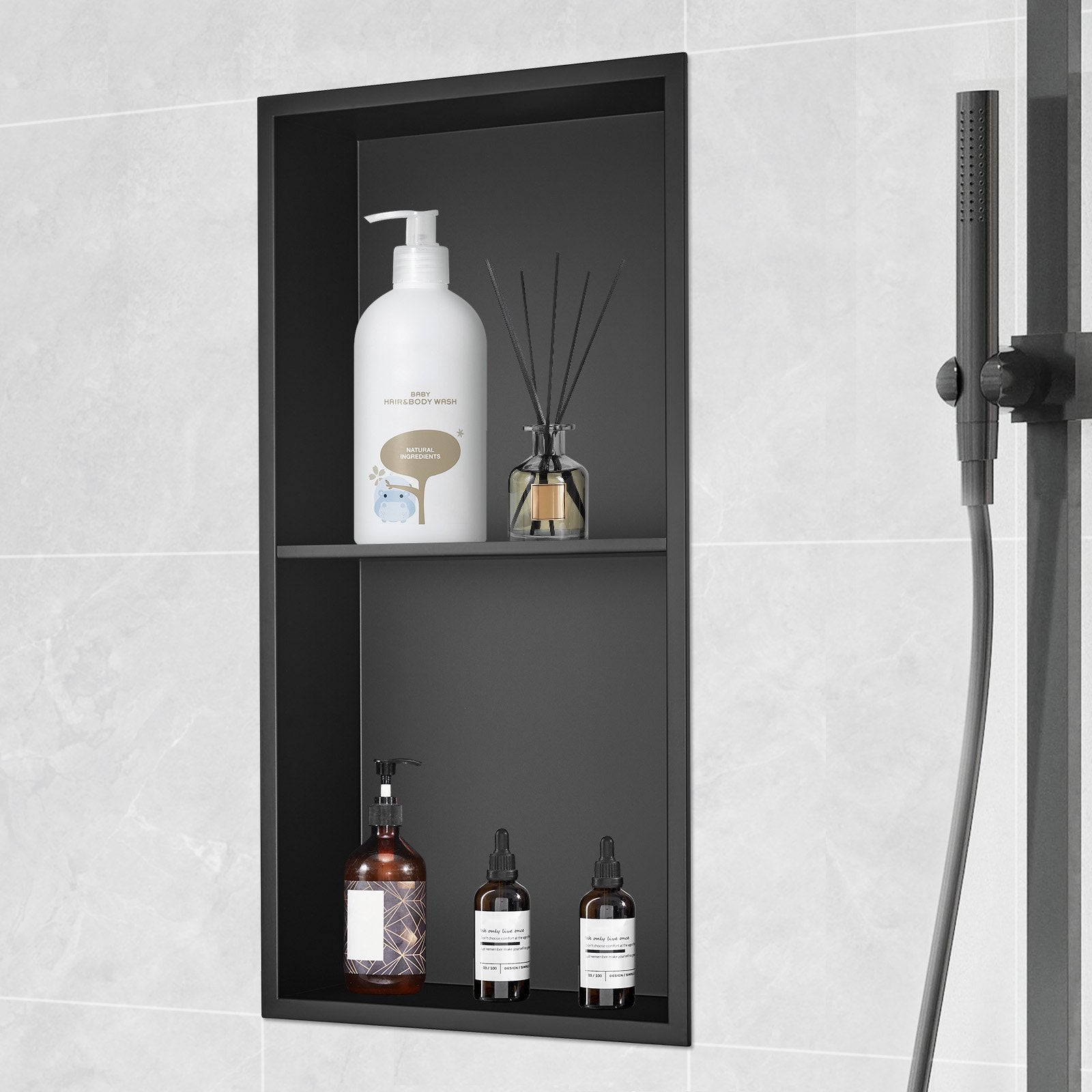 33.02 x 63.5 cm No Tile Shower Niche 304 Stainless Steel,