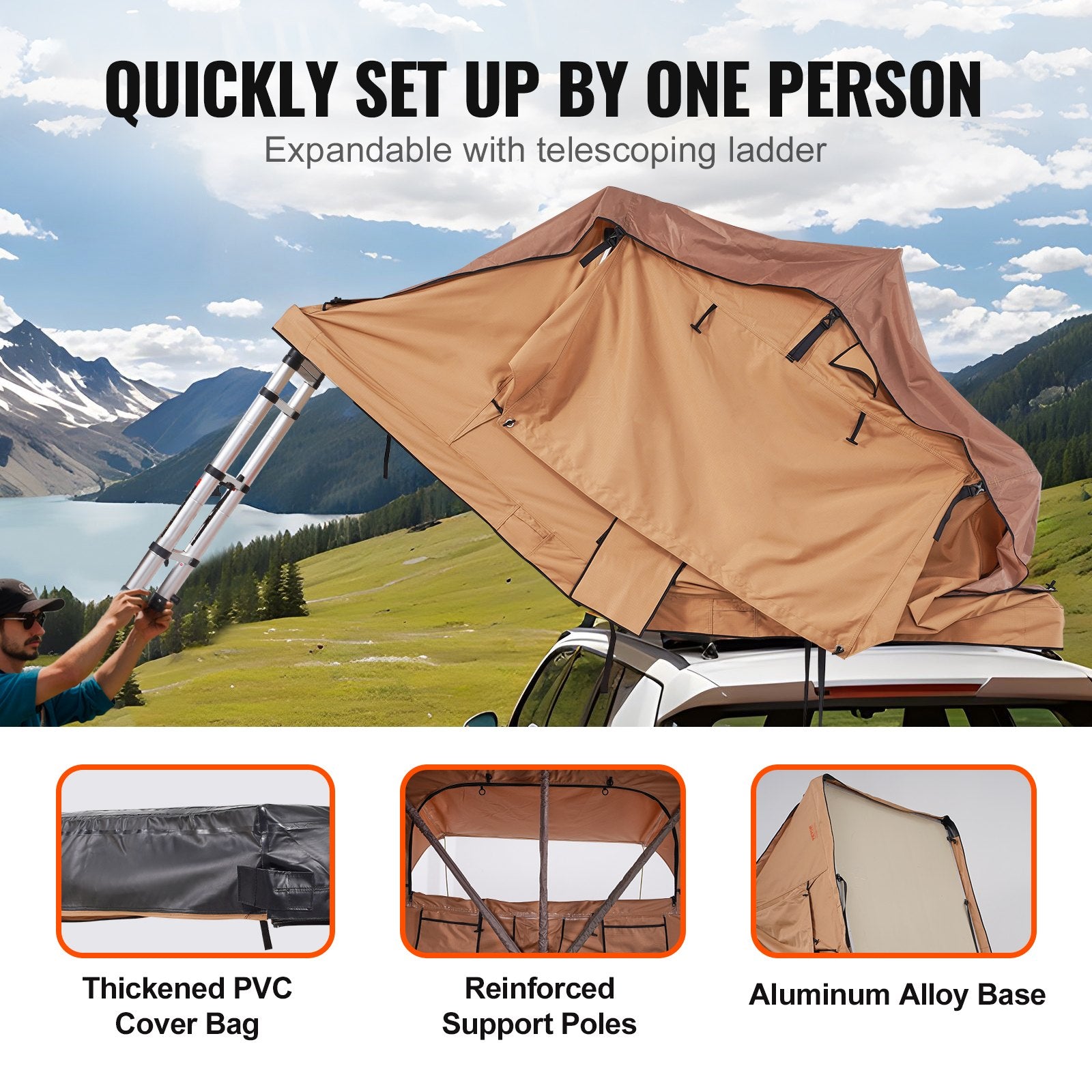 Rooftop Tent Hard Shell, Naturnest Rooftop Tent Hardshell for 2-3
