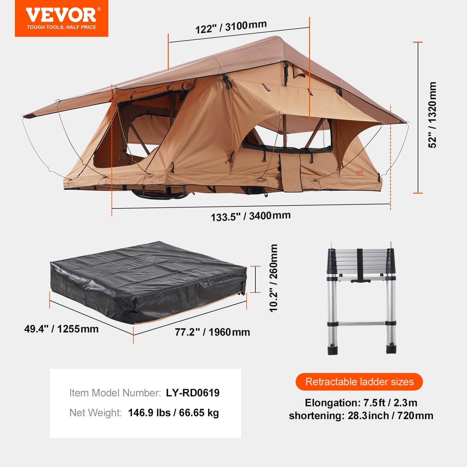 Rooftop Tent Hard Shell, Naturnest Rooftop Tent Hardshell for 2-3