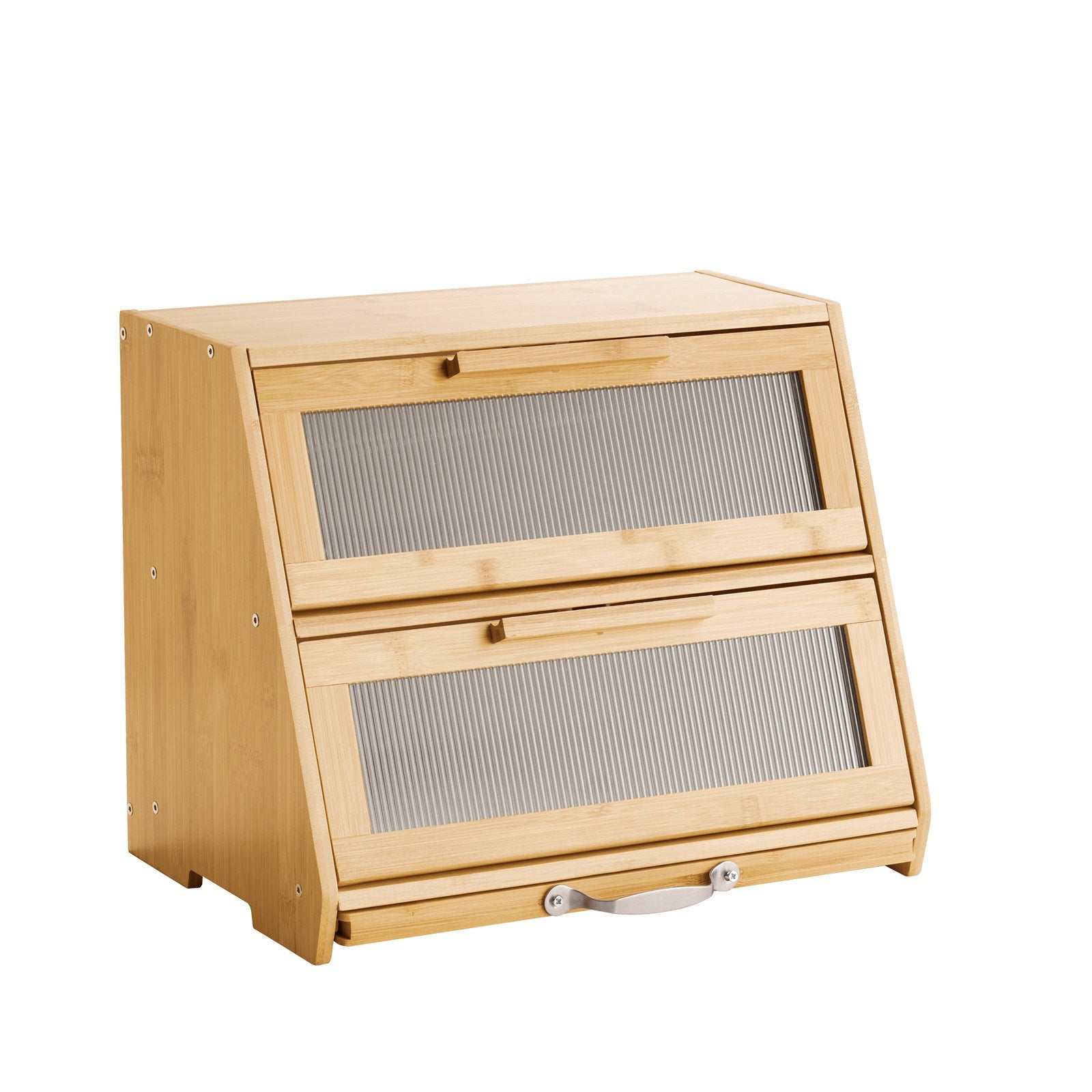 Double Layer Bread Box for Kitchen Counter, Large Capacity Bamboo