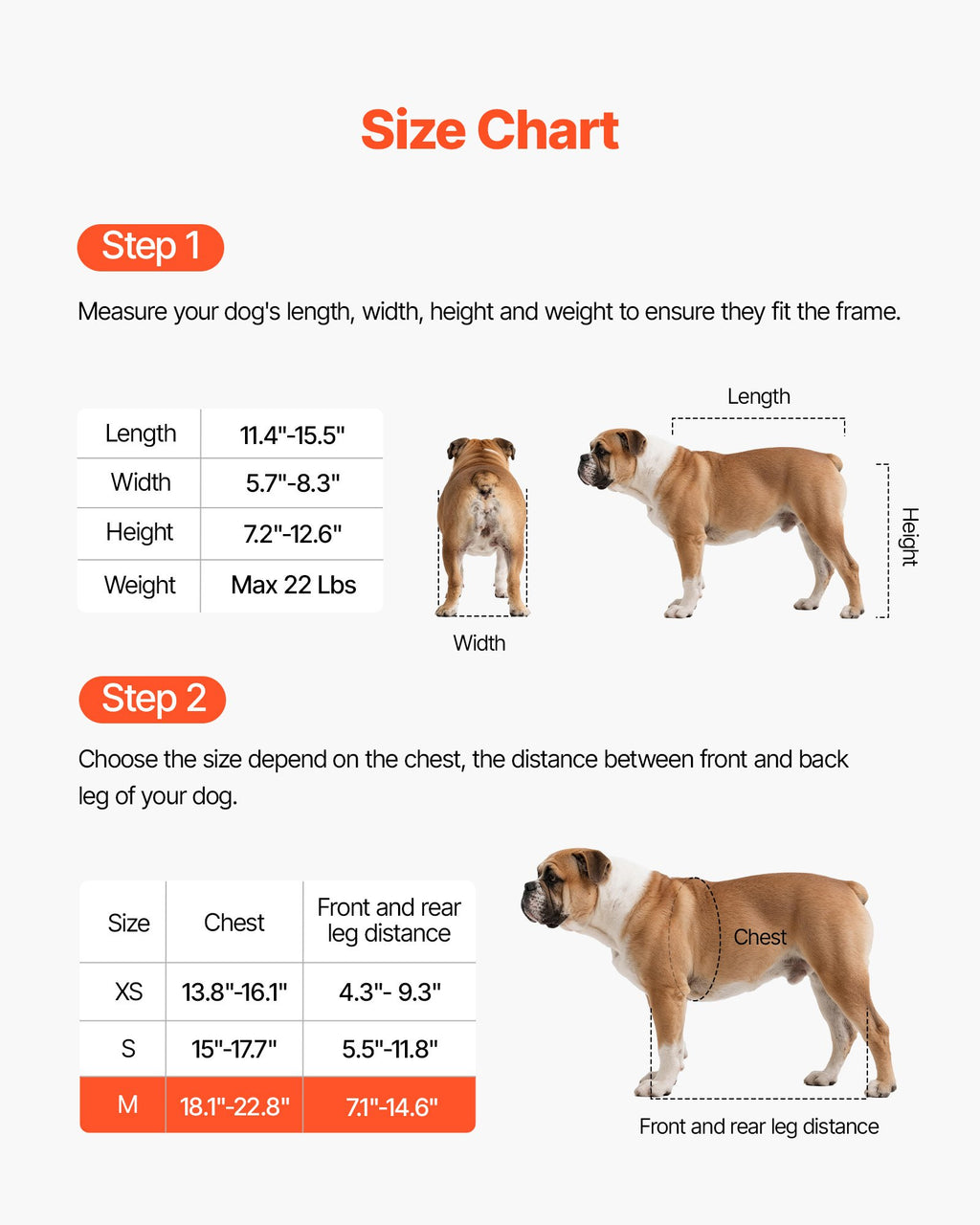 Dog Wheelchair for Back Legs, Adjustable 2 Wheels Pet Wheelchair,