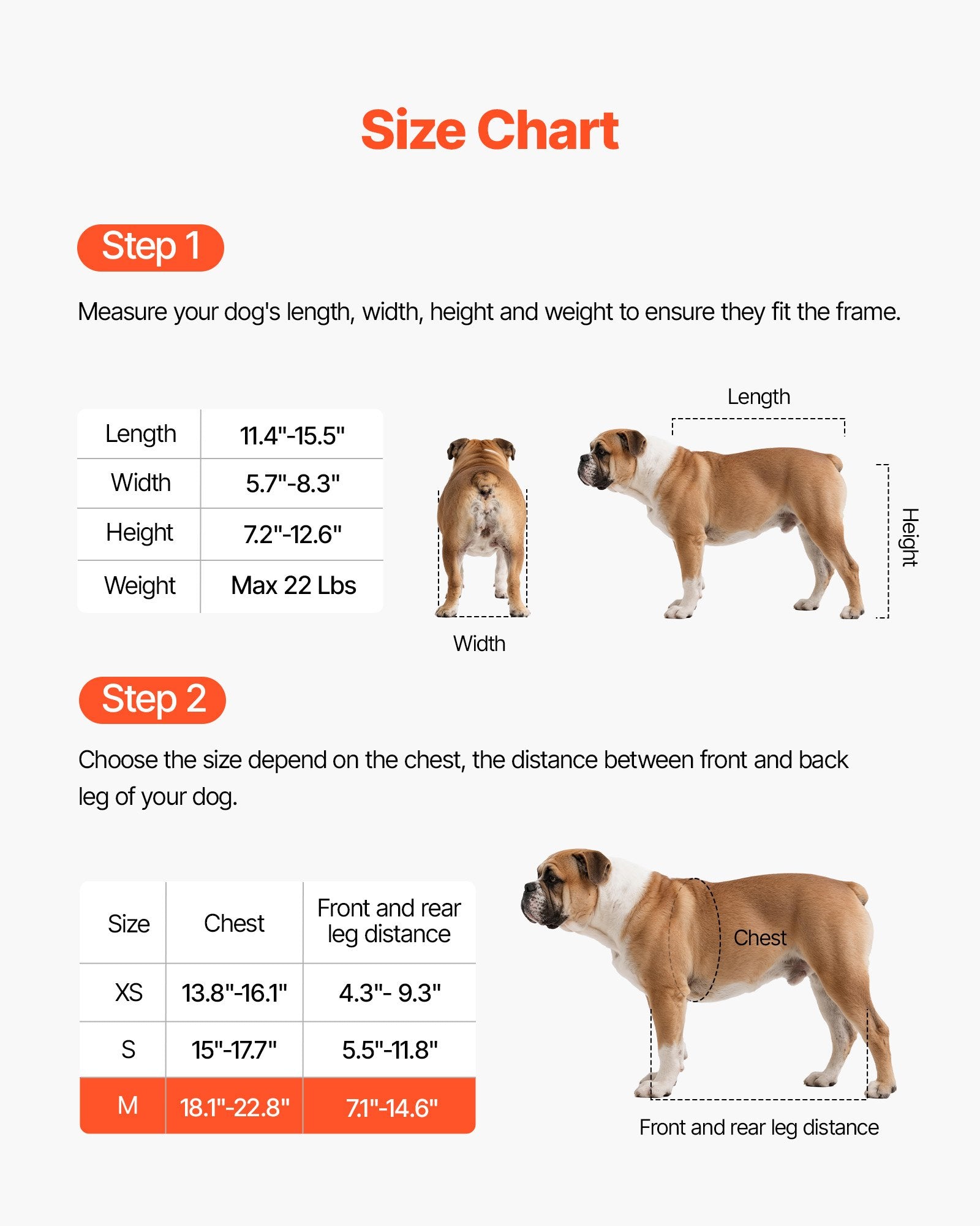 Dog Wheelchair for Back Legs, Adjustable 2 Wheels Pet Wheelchair,