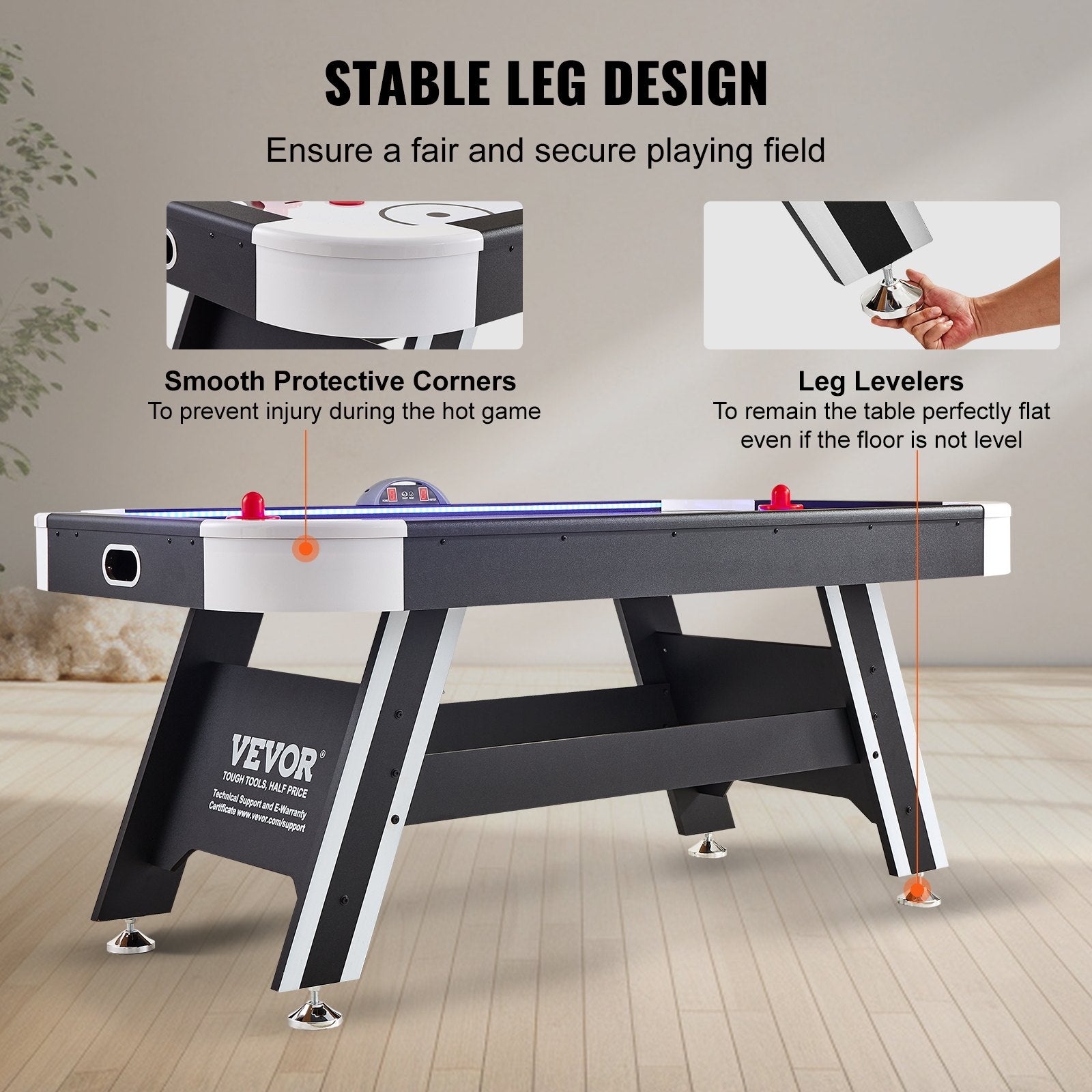 Air-Powered Hockey Table, Indoor Hockey Table for Kids and Adults, LED