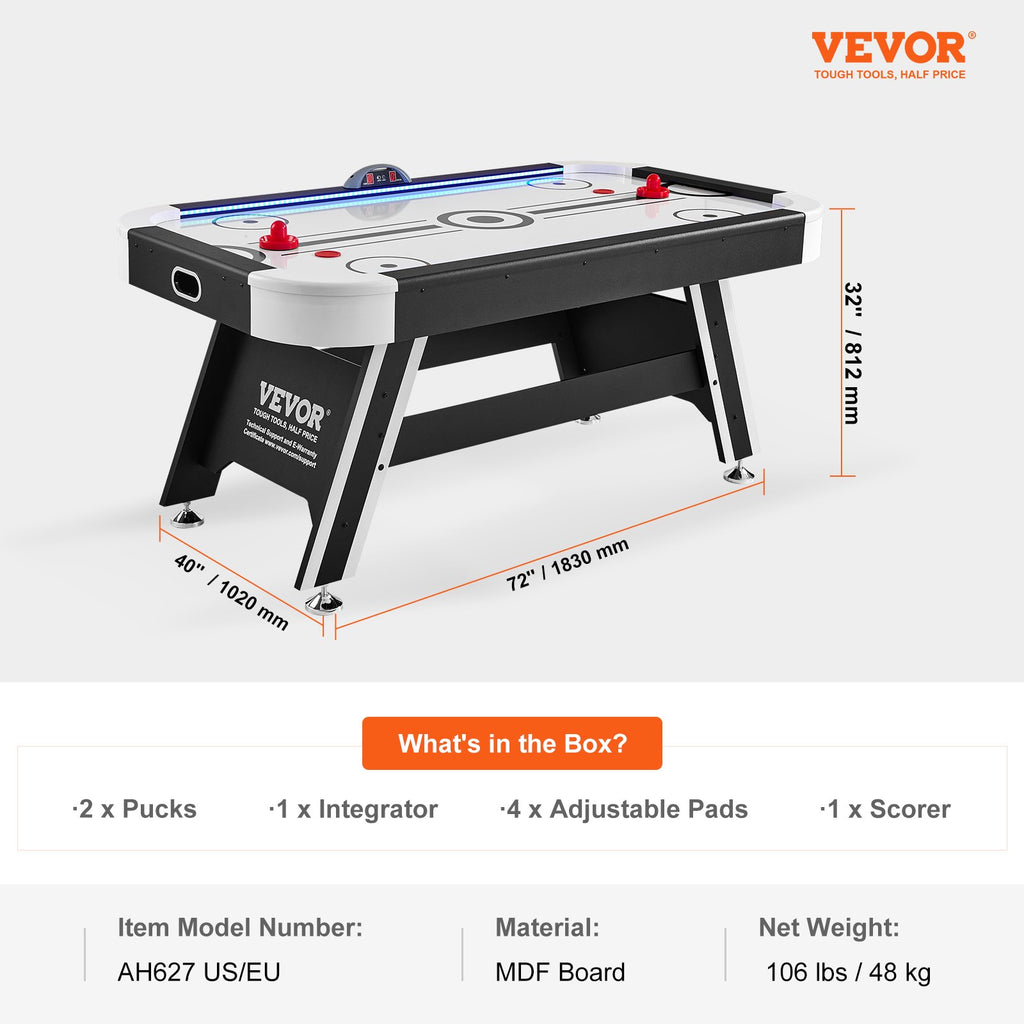 Air-Powered Hockey Table, Indoor Hockey Table for Kids and Adults, LED
