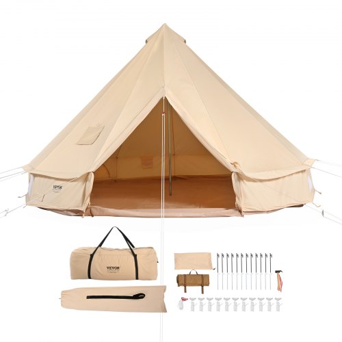 Canvas Bell Tent, 4 Seasons 4 m/13.12 ft Yurt Tent, Canvas Tent for