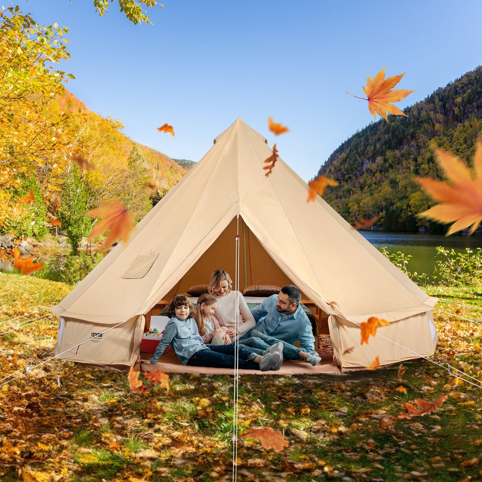 Canvas Bell Tent, 4 Seasons 4 m/13.12 ft Yurt Tent, Canvas Tent for