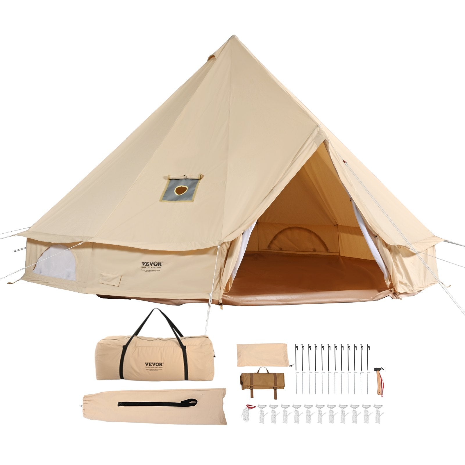Canvas Bell Tent, 4 Seasons 4 m/13.12 ft Yurt Tent, Canvas Tent for