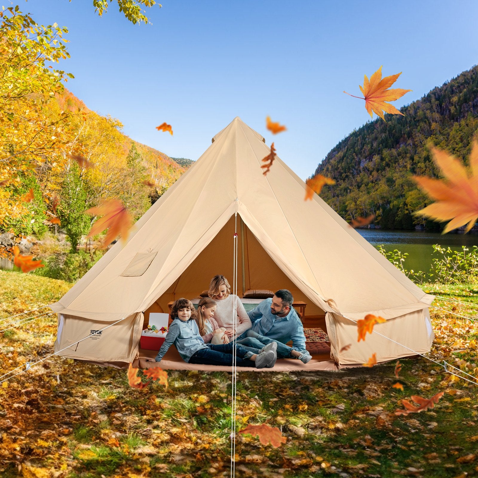 Canvas Bell Tent, 4 Seasons 5 m/16.4 ft Yurt Tent, Canvas Tent for