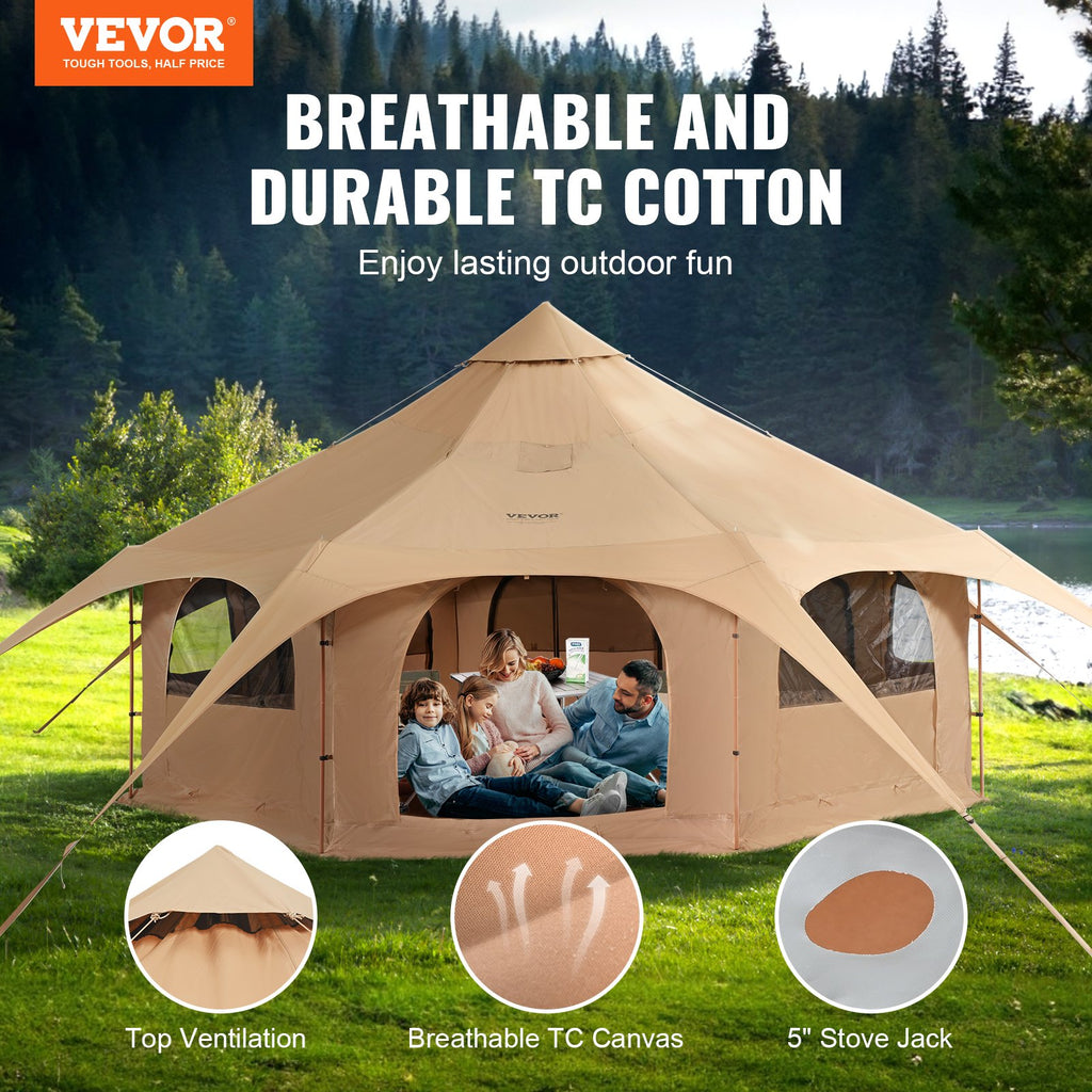 Canvas Tent, 4 Seasons 5 m/16.4 ft Bell Tent, Canvas Tent for Camping