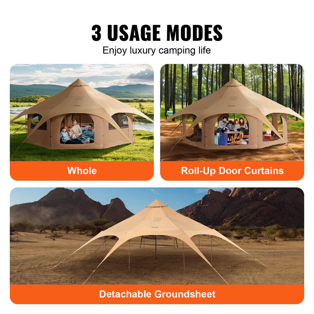 Canvas Tent, 4 Seasons 5 m/16.4 ft Bell Tent, Canvas Tent for Camping