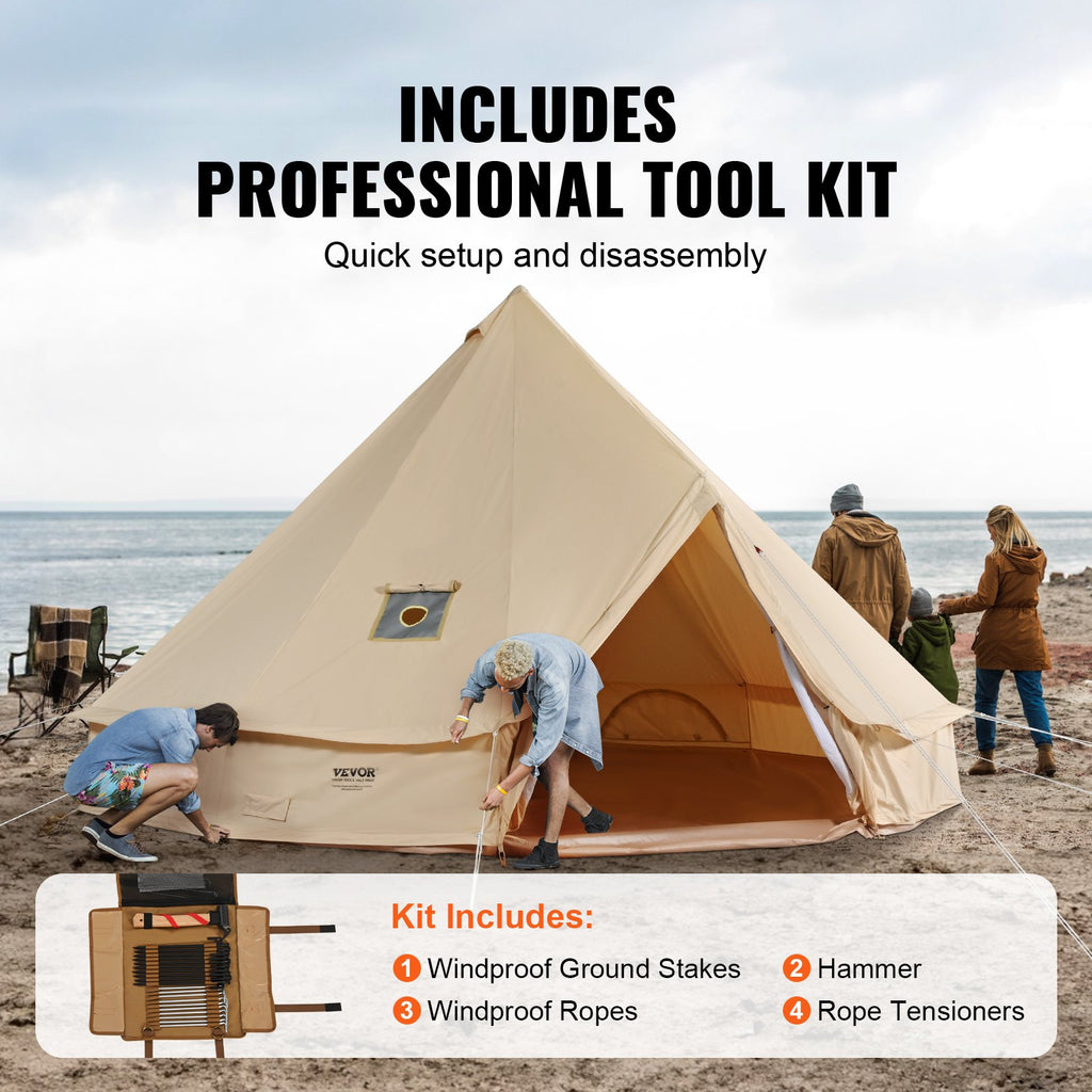 Canvas Bell Tent, 4 Seasons 6 m/19.68 ft Yurt Tent, Canvas Tent for