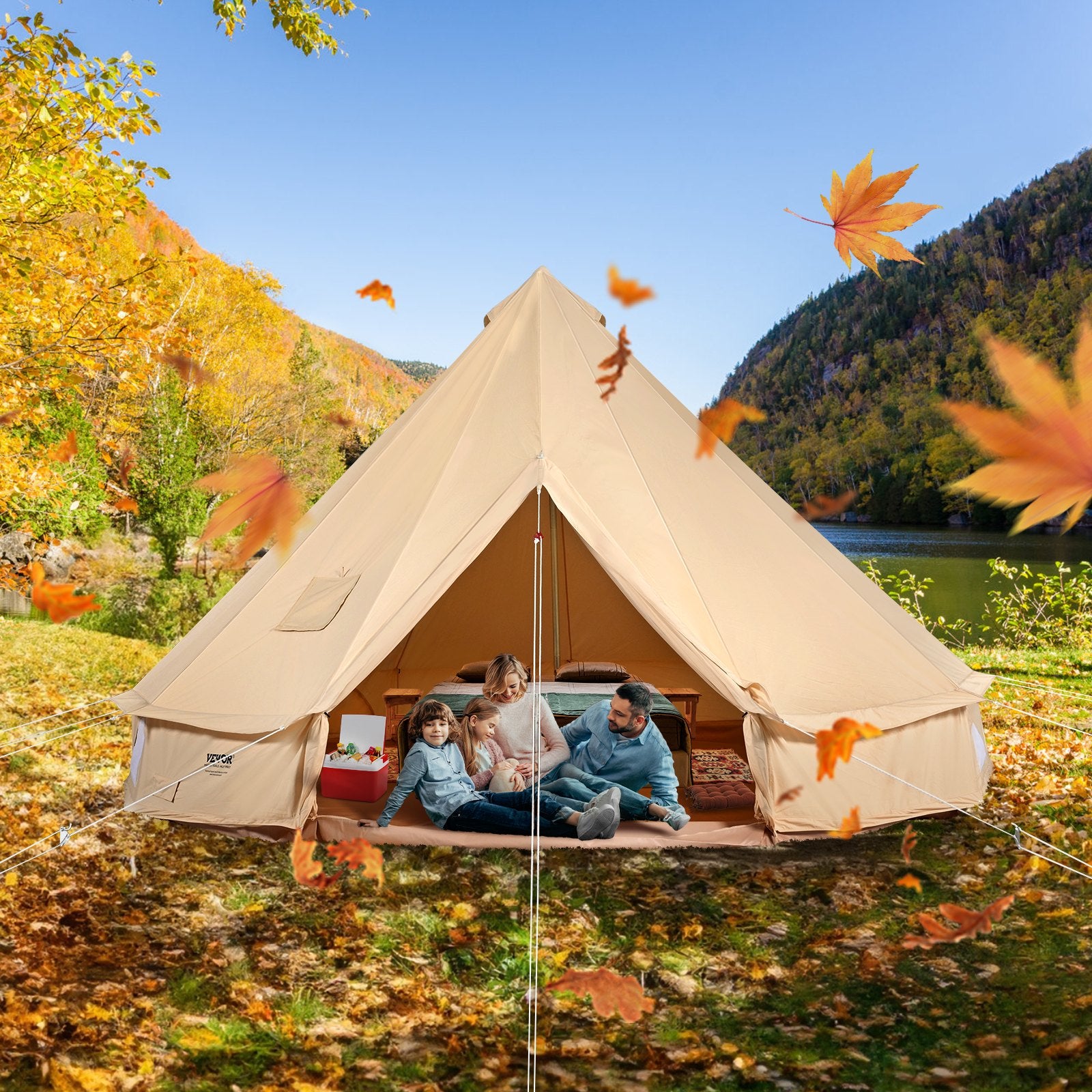 Canvas Bell Tent, 4 Seasons 6 m/19.68 ft Yurt Tent, Canvas Tent for