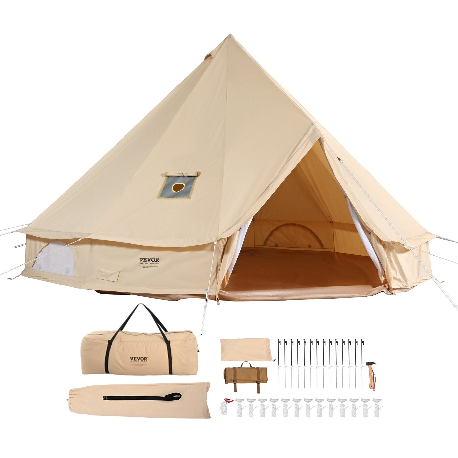 Canvas Bell Tent, 4 Seasons 6 m/19.68 ft Yurt Tent, Canvas Tent for