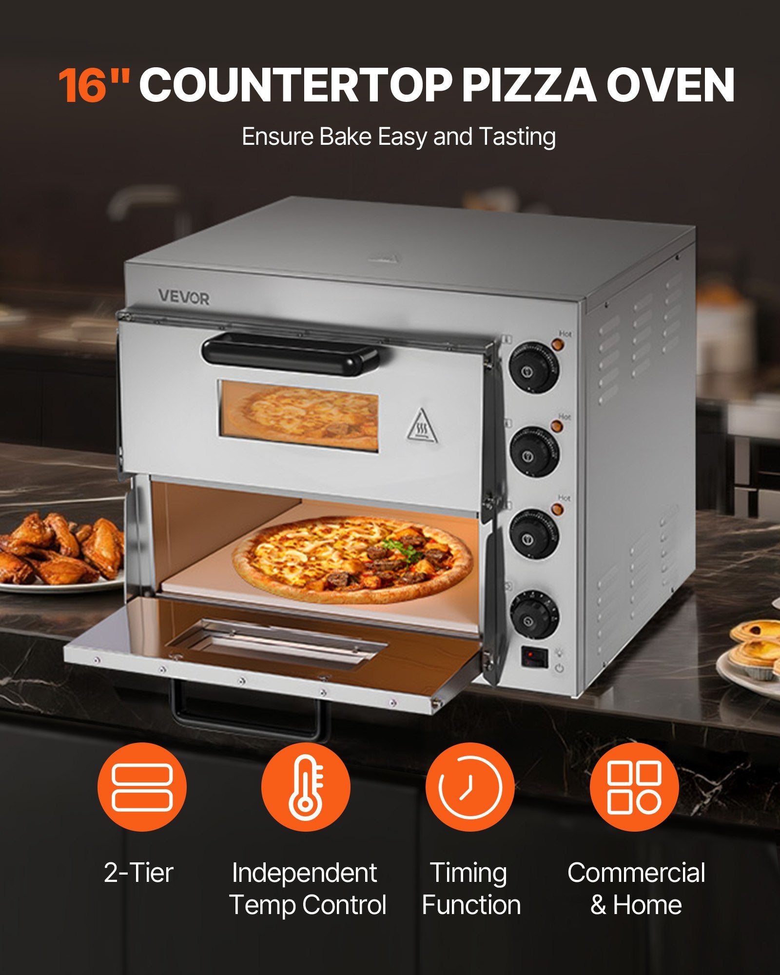 Commercial Countertop Pizza Oven Electric Pizza Oven for 40.6 cm Pizza