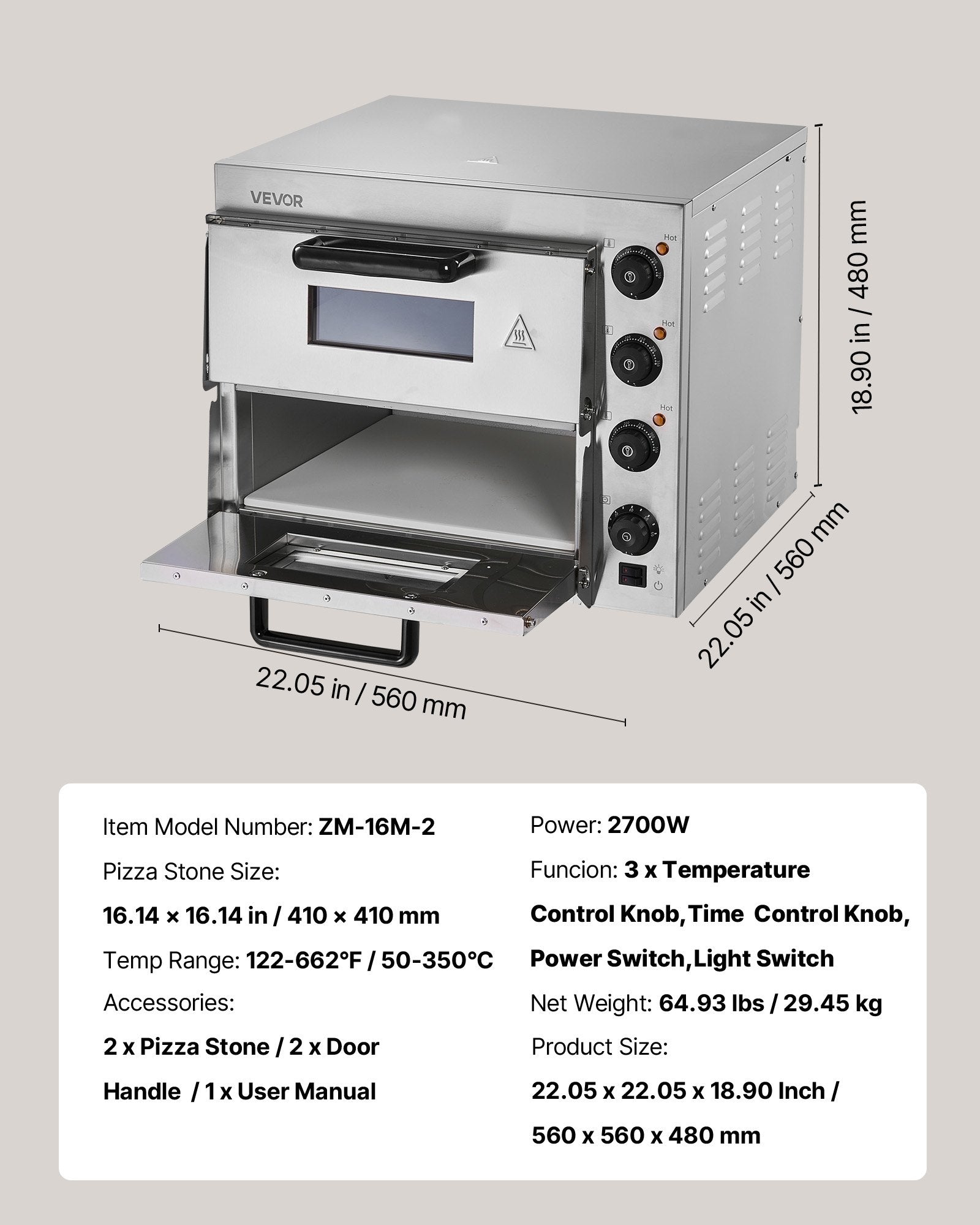 Commercial Countertop Pizza Oven Electric Pizza Oven for 40.6 cm Pizza