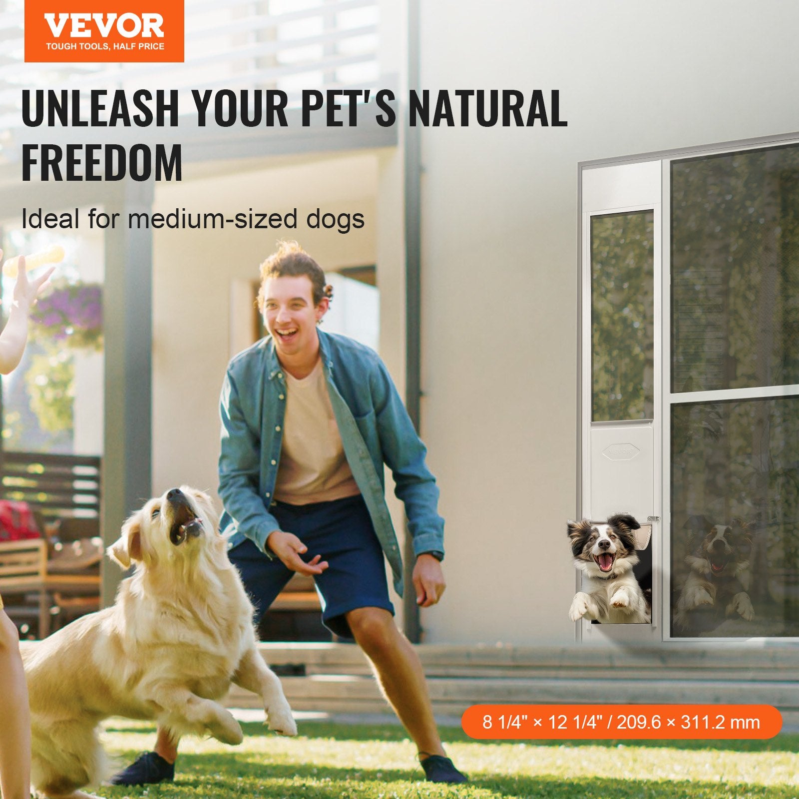 Dog Door for Sliding Glass Door, 75 7/8in-80 11/16in Adjustable Height