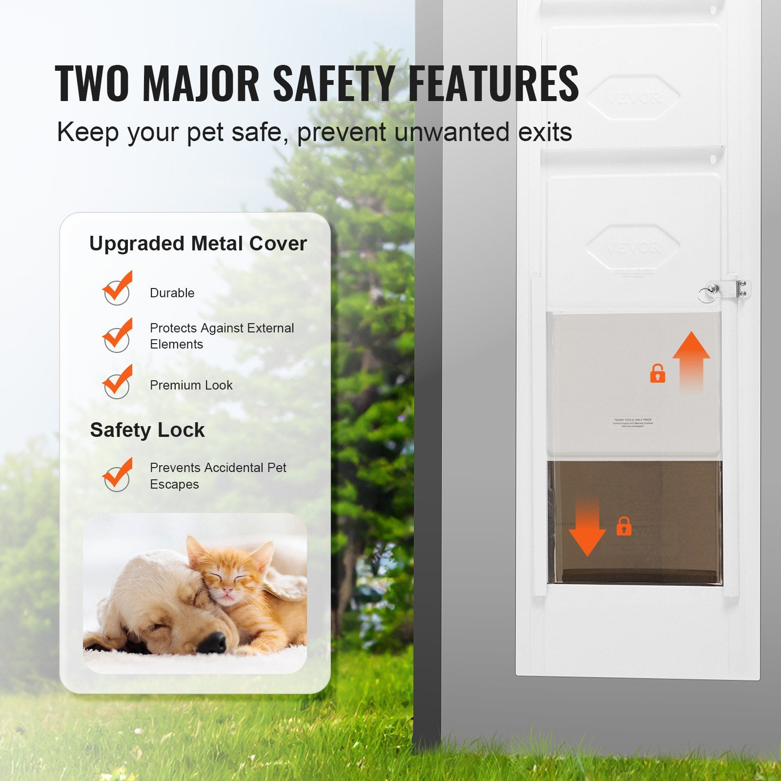 Dog Door for Sliding Glass Door, 75 7/8in-80 11/16in Adjustable Height