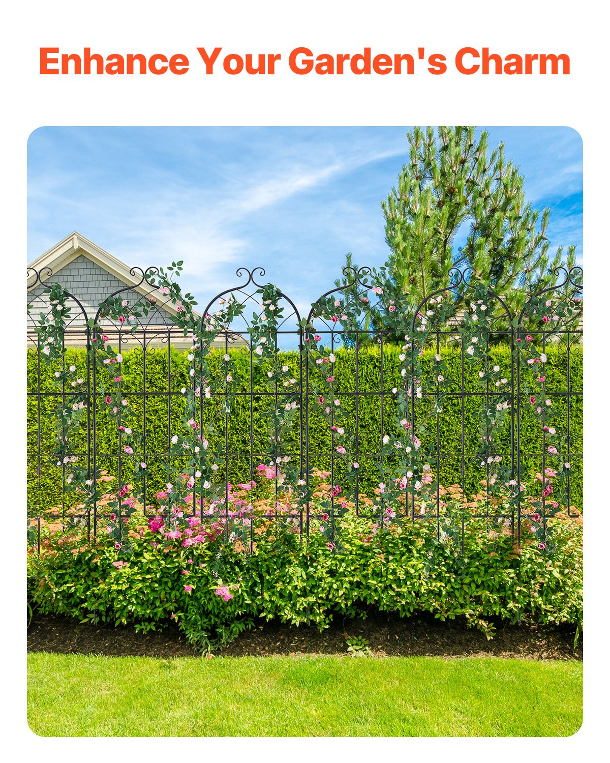 Garden Trellis for Climbing Plants, 71 x 20 in, 6 Packs Rustproof