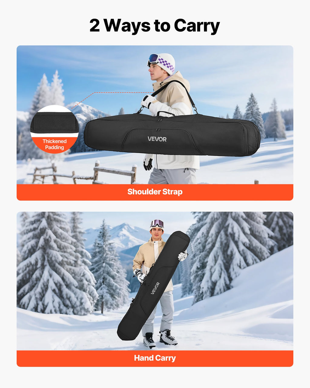 Snowboard Bag, Up to 65 in/165 cm, Padded Skis & Snowboards Bag for