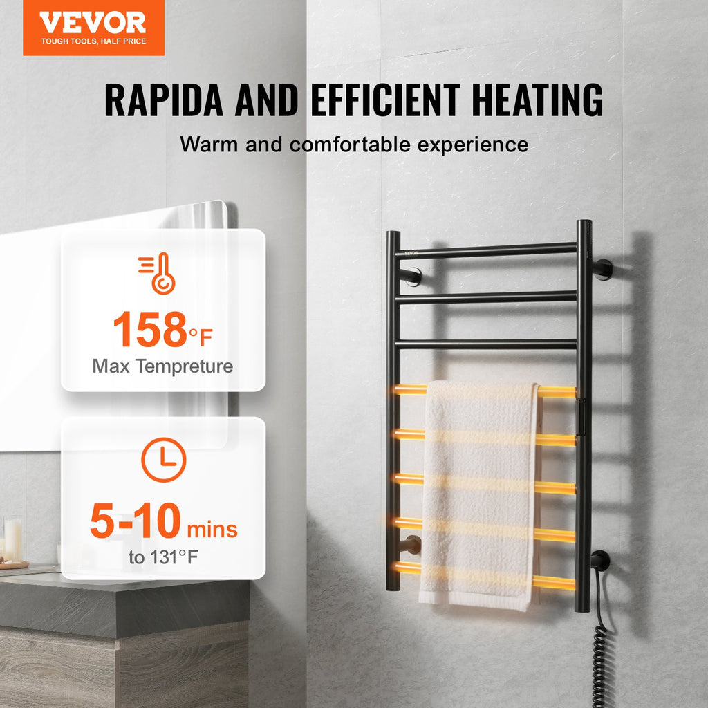 8 Bars Towel Warmer Rack, Wall Mounted Heated Towel Rack for Bathroom,