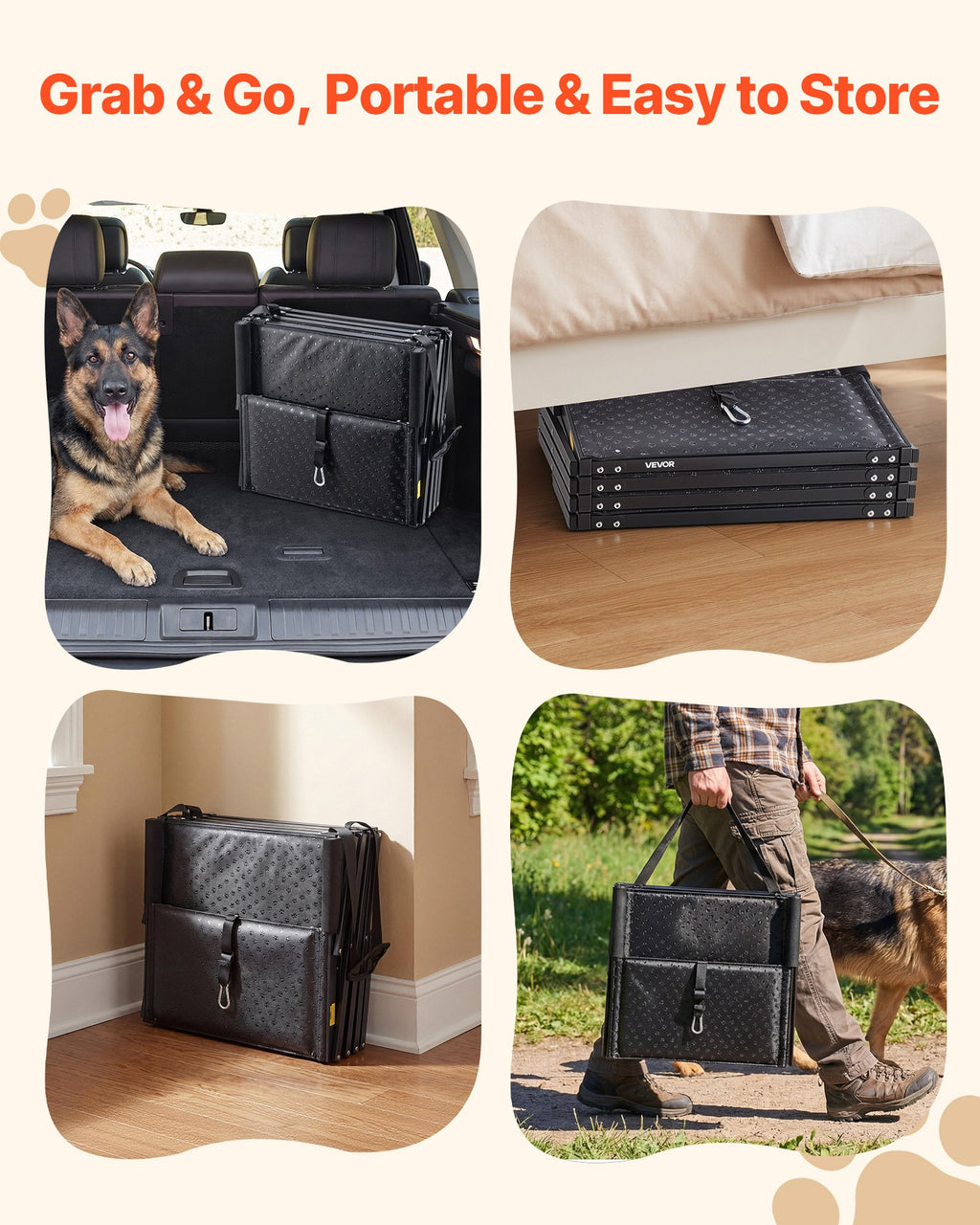 Dog Stairs for Car, 4 Steps Extra Wide Foldable Dog Ramp for Large
