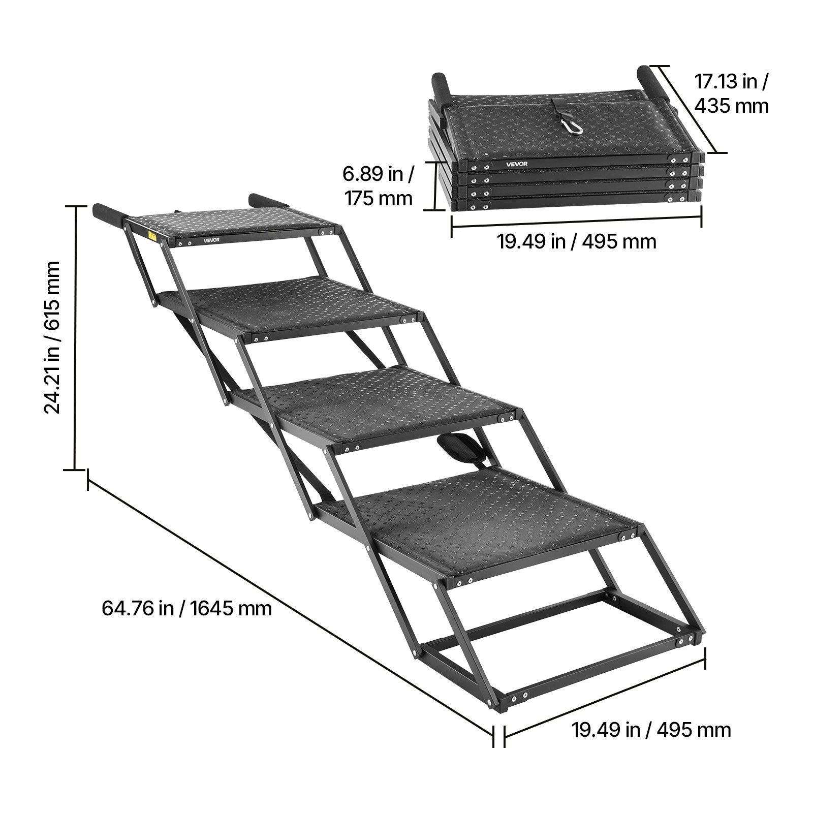 Dog Stairs for Car, 4 Steps Extra Wide Foldable Dog Ramp for Large