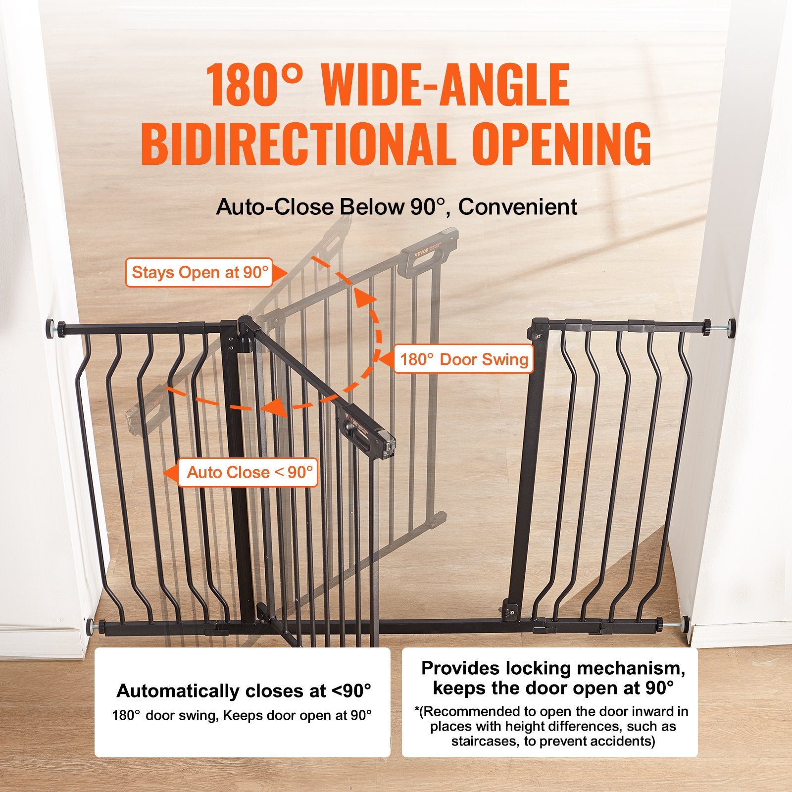 Baby Gate, 29.5in-51in Extra Wide, 30in High, Dog Gate for Stairs
