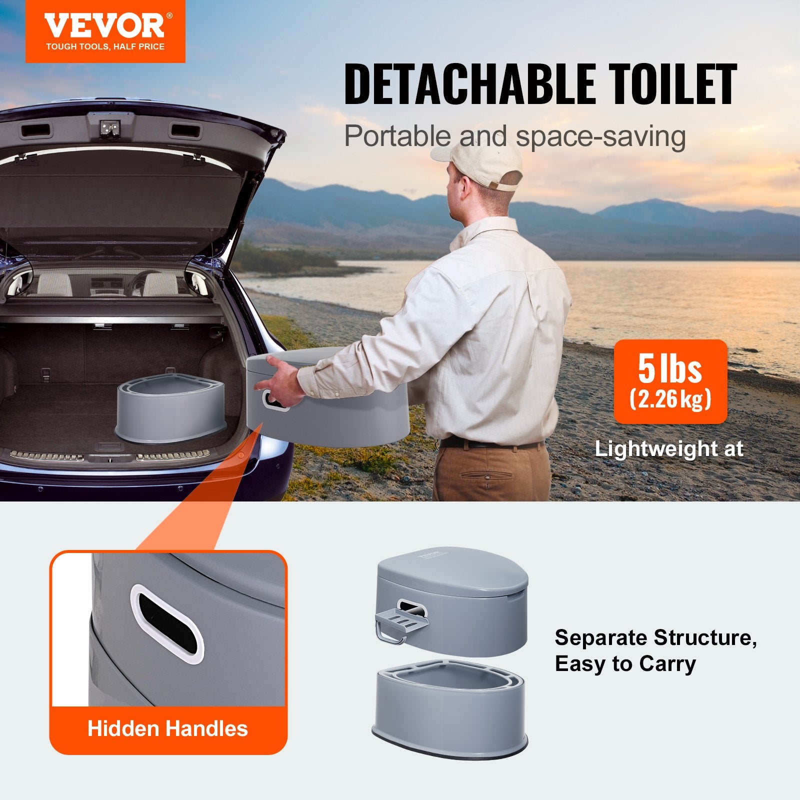 Portable Toilet for Camping, Porta Potty with 1.3 Gal Detachable Inner