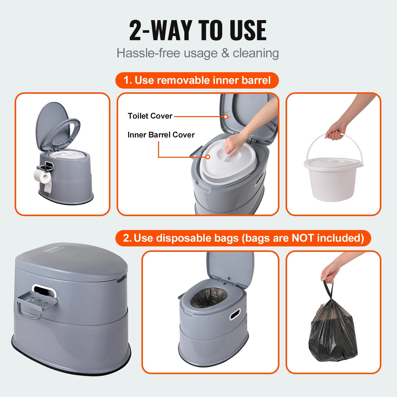 Portable Toilet for Camping, Porta Potty with 1.3 Gal Detachable Inner