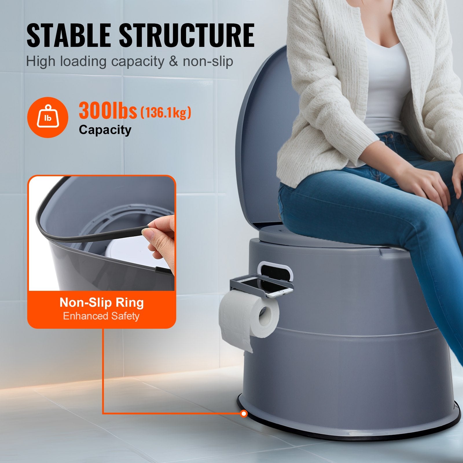 Portable Toilet for Camping, Porta Potty with 1.3 Gal Detachable Inner