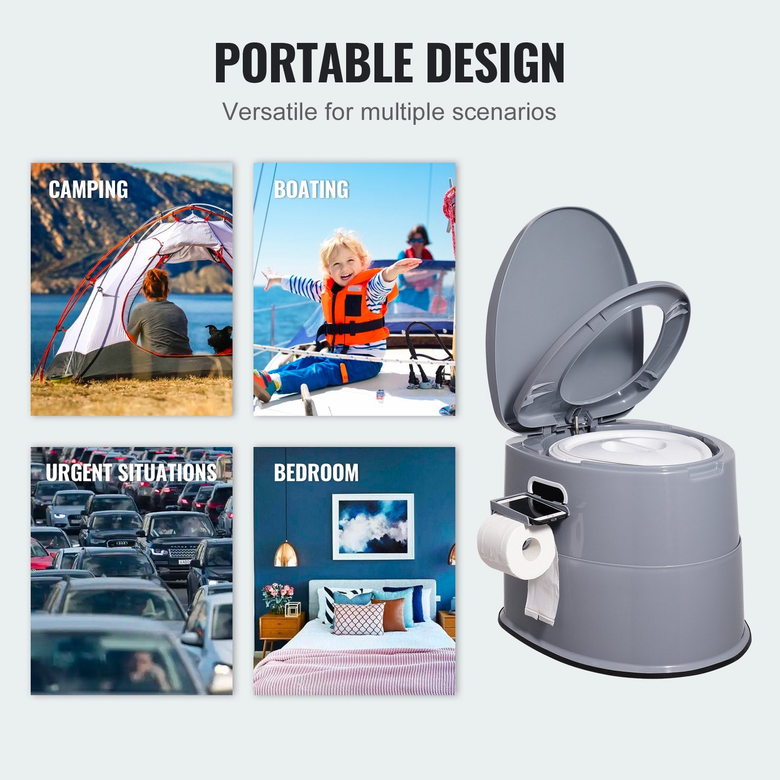 Portable Toilet for Camping, Porta Potty with 1.3 Gal Detachable Inner