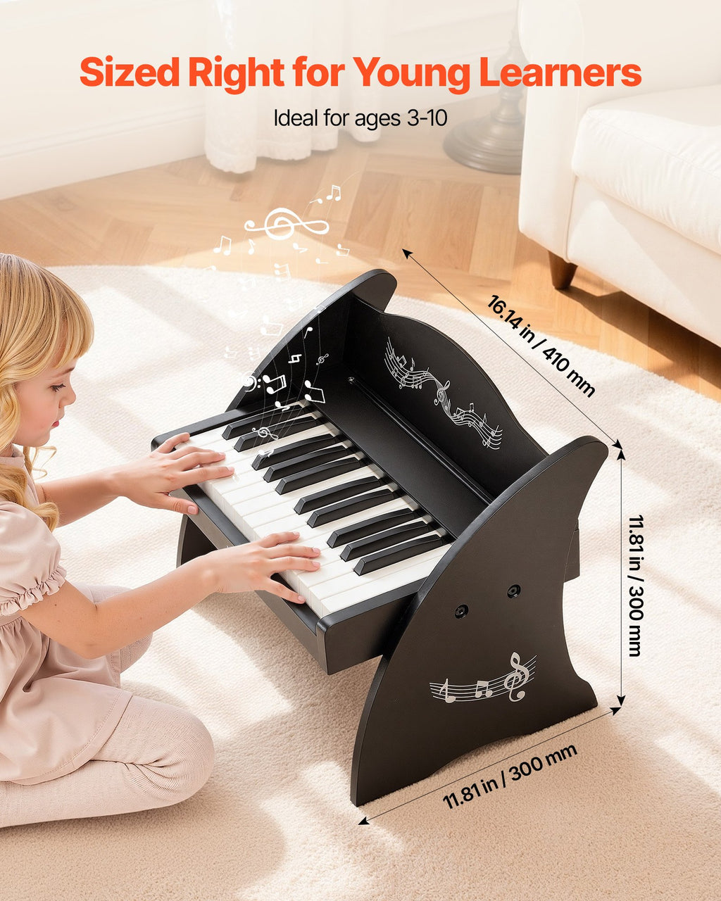 Kids Piano Keyboard, 25 Keys Wooden Digital Piano for Kids, Mini Music