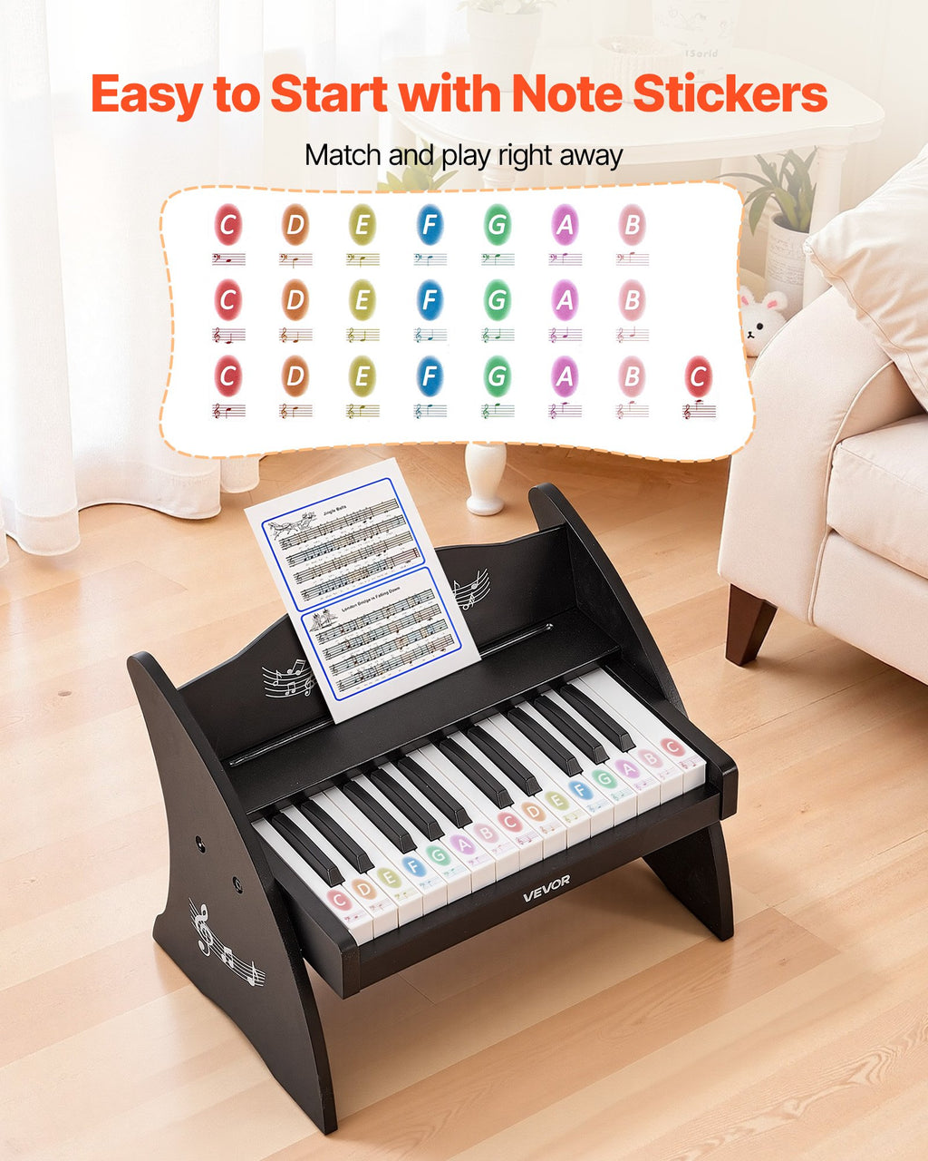 Kids Piano Keyboard, 25 Keys Wooden Digital Piano for Kids, Mini Music