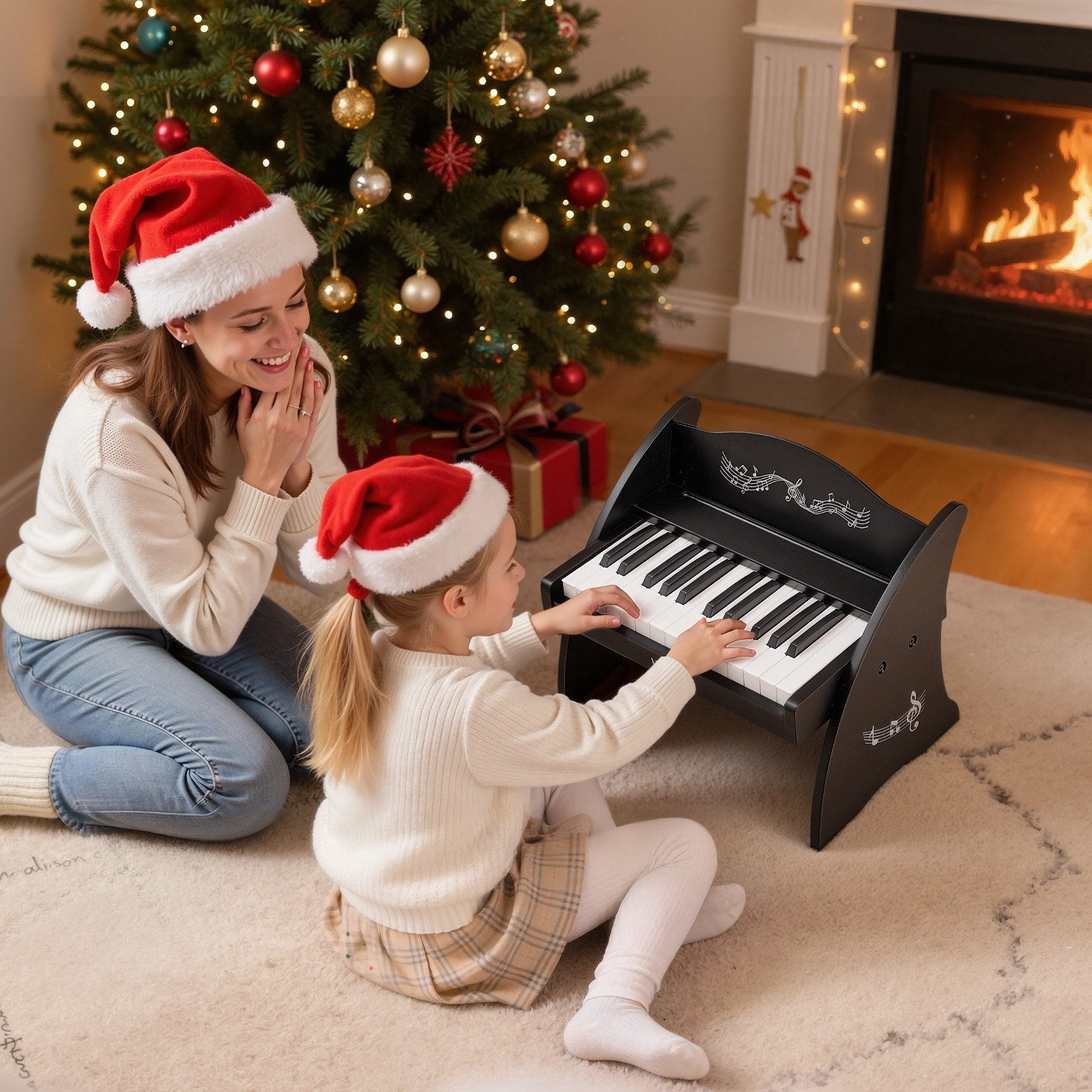 Kids Piano Keyboard, 25 Keys Wooden Digital Piano for Kids, Mini Music