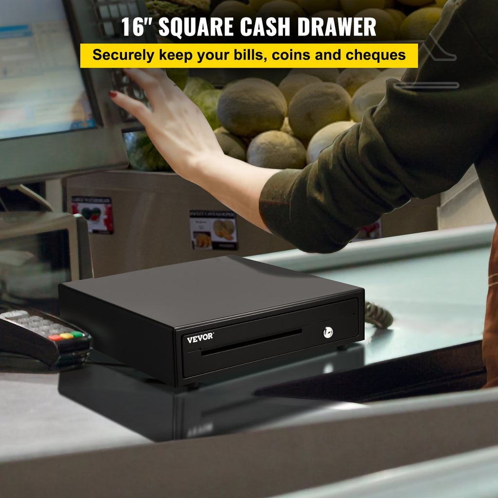 Cash Register Drawer, 40.6 cm 12 V, for POS System with 5 Bill 8 Coin