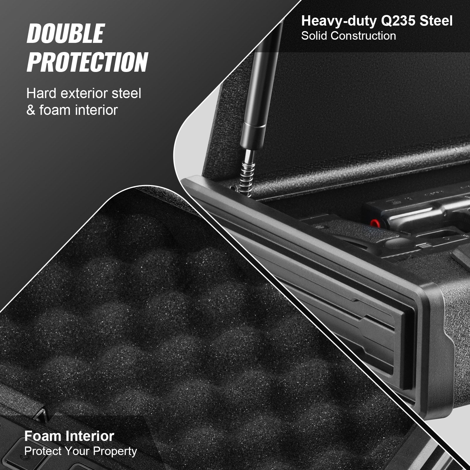 Gun Safe for Pistols Biometric Gun Safe with 3 Access Ways for 2