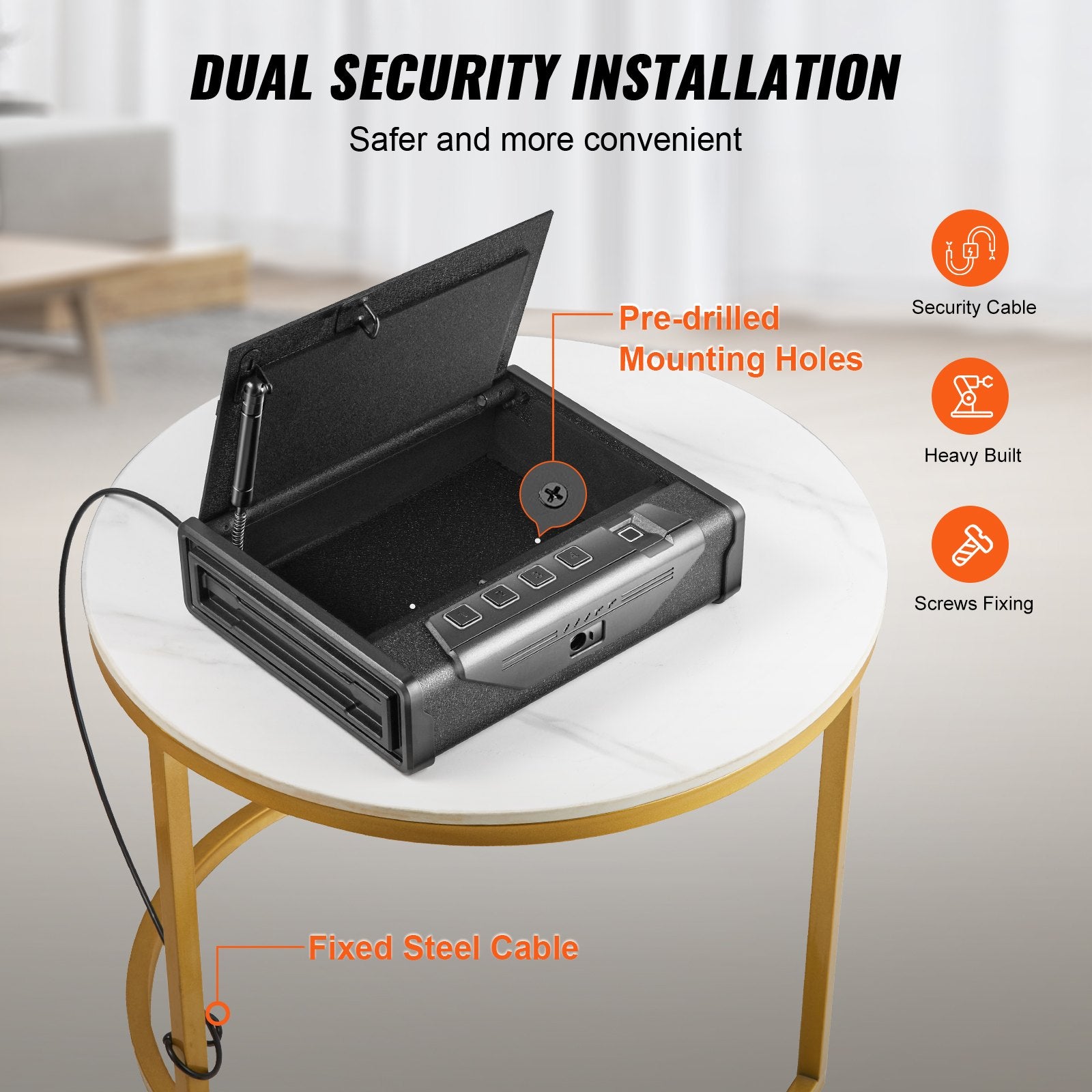 Gun Safe for Pistols Biometric Gun Safe with 3 Access Ways for 2