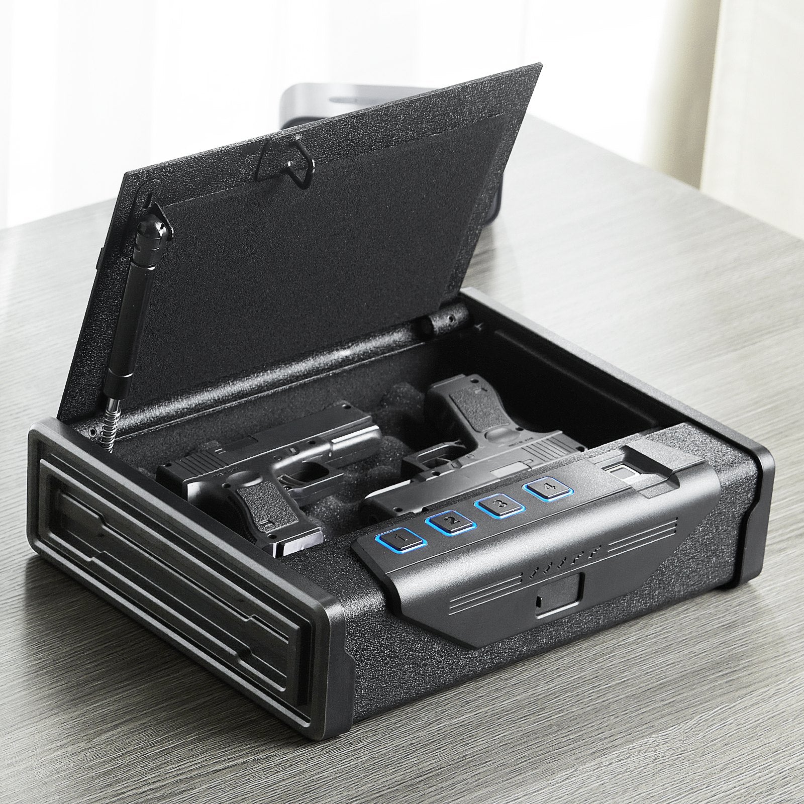Gun Safe for Pistols Biometric Gun Safe with 3 Access Ways for 2