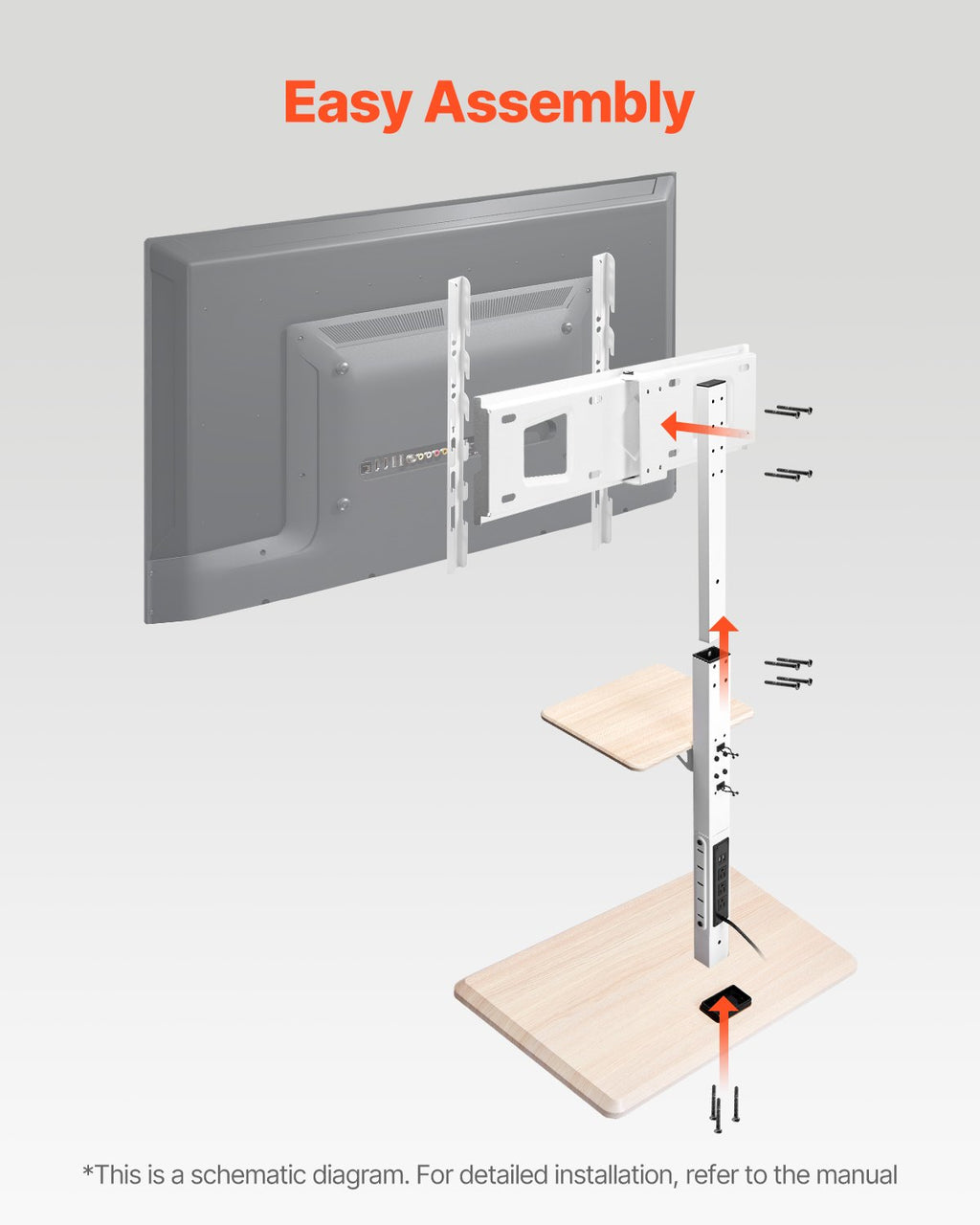 Rolling TV Stand, Mobile TV Cart for 32-70 Inch Screens, 25°