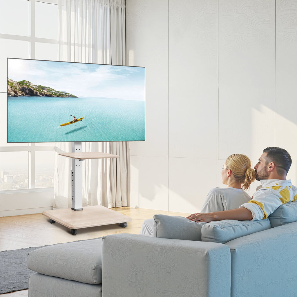 Rolling TV Stand, Mobile TV Cart for 32-70 Inch Screens, 25°