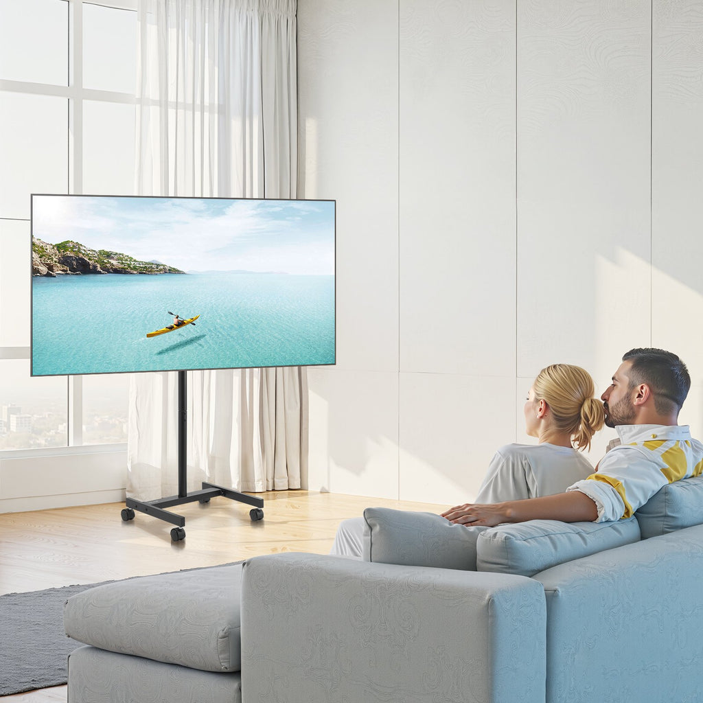 Rolling TV Stand, Mobile TV Cart for 17-55 Inch Screens, Portrait to