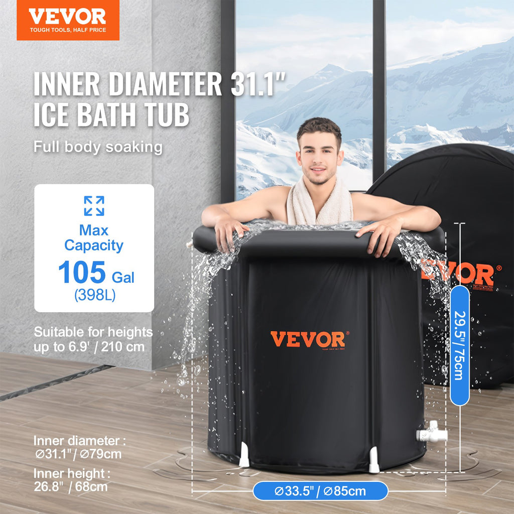 Ice Bath Tub, 85 cm Long Cold Water Therapy Plunge Tub for Athletes,