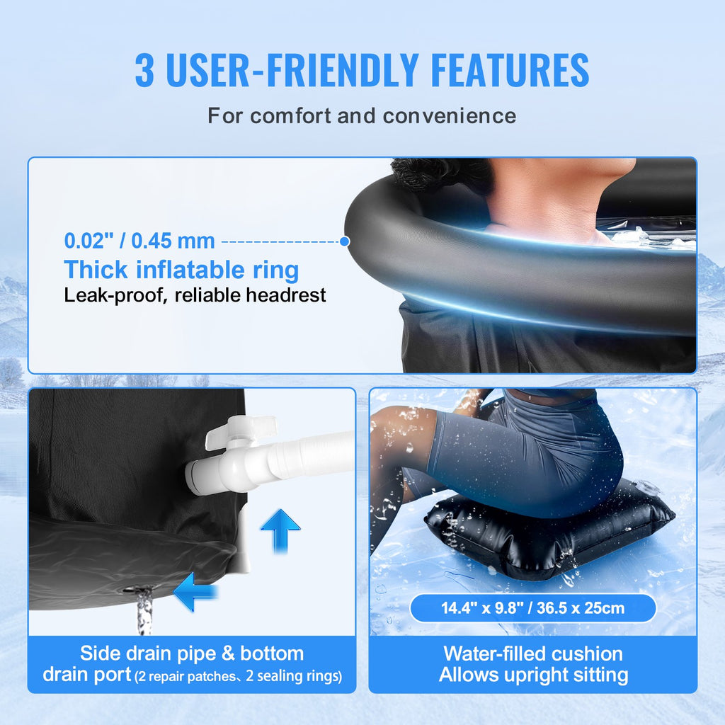 Ice Bath Tub, 85 cm Long Cold Water Therapy Plunge Tub for Athletes,