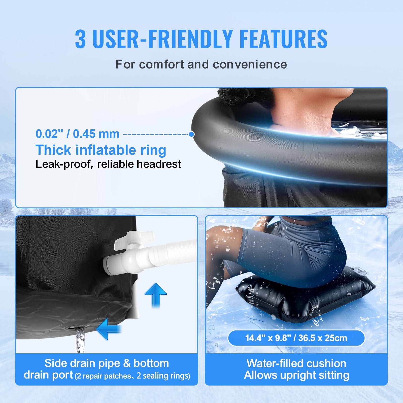 Ice Bath Tub, 85 cm Long Cold Water Therapy Plunge Tub for Athletes,