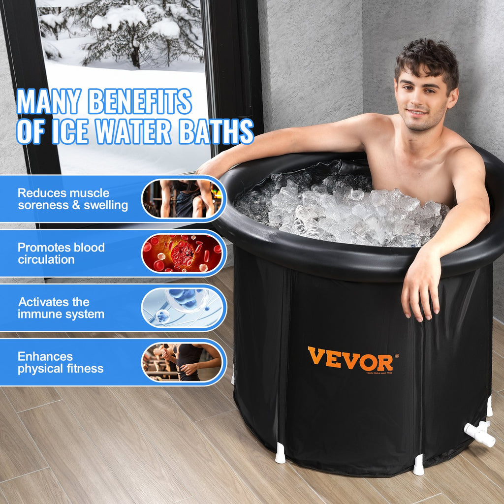 Ice Bath Tub, 85 cm Long Cold Water Therapy Plunge Tub for Athletes,