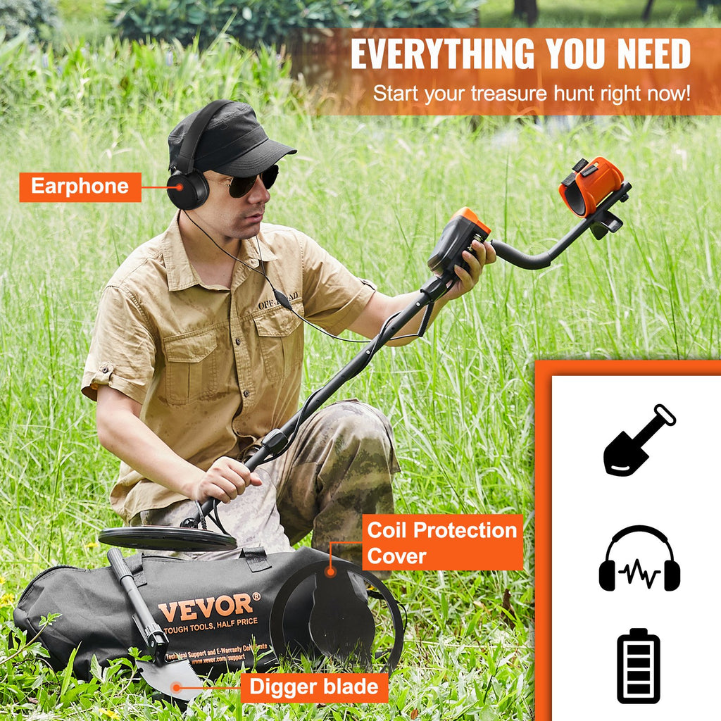 Metal Detector for Adults & Kids, 25.4 cm Waterproof Search Coil with